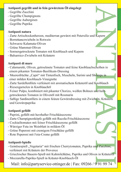 Bestellschein Antipasti